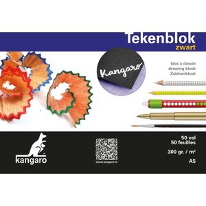 Kangaro tekenblok - A5 - 300 gram - 50 vel - zwart - K-5597