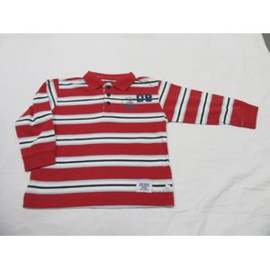 noukie's ,jongens, polo met lange mouw , streep rood , 4 jaar 104
