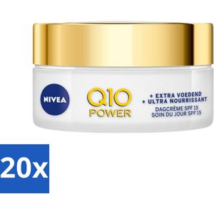 20 x NIVEA - Q10 Power Dagcrème Extra Voedend - Anti-Rimpel Crème - SPF 15 - Biologische Arganolie - Droge huid - 50 ml - Argan Olie - SPF 15 - Anti-aging - Huidverzorging