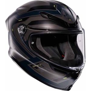 AGV - K6 S E2206 - Helm - Matt Grijs Geel Fluo - Carbon Aramidevezel