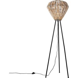 QAZQA Moti - Oosterse Vloerlamp - Staande Lamp - 1 Lichts - H 140 cm - Beige