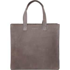 BERDINE | Grote leren shopper met rits | bruin | grote leren tas met binnenvak, schoudertas, tote bag | modern minimalistisch esthetisch casual elegant eenvoudig