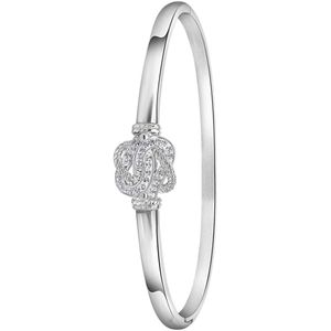 Lucardi Dames Gerecycled stalen bangle surinaamse mattenklopper - Armband - Staal - Zilverkleurig - 62 mm