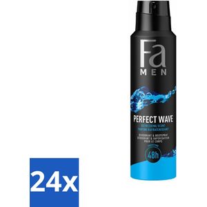 24 x Fa Men - Perfect Wave - Deodorant Spray - Verfrissende Geur - 150 ml - Deodorant Spray - Fa Men - Perfect Wave - Frisse Geur - Aquatische Geur