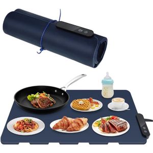 Elektrische Verwarmingsmat - Draagbare Siliconen Verwarmingsmat Opvouwbaar met 6 Timers en 5 Temperatuurniveaus - Ideaal voor Restaurants, Feesten, Buffetten en Vergaderingen (60x40 cm)