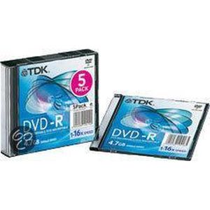 TDK DVD-R 120min/4,7GB 16x 5 stuks in jewelcase