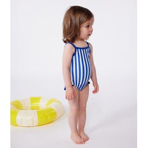 Petit Bateau - A0cu5 - Badpak - Blauw/Wit - Eendelig met Ruches