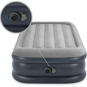 Intex Luchtbed - 1-Persoons - 99 x 191 x 42 cm - Grijs - Inclusief pomp - Hoeslaken en Reparatieset