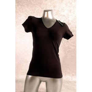 Pretty Polly T-Shirt - AlmostNaked - Dames - V-Hals - Korte Mouw - Naadloos - Nauw sluitend - Microfibre - Small - Wit
