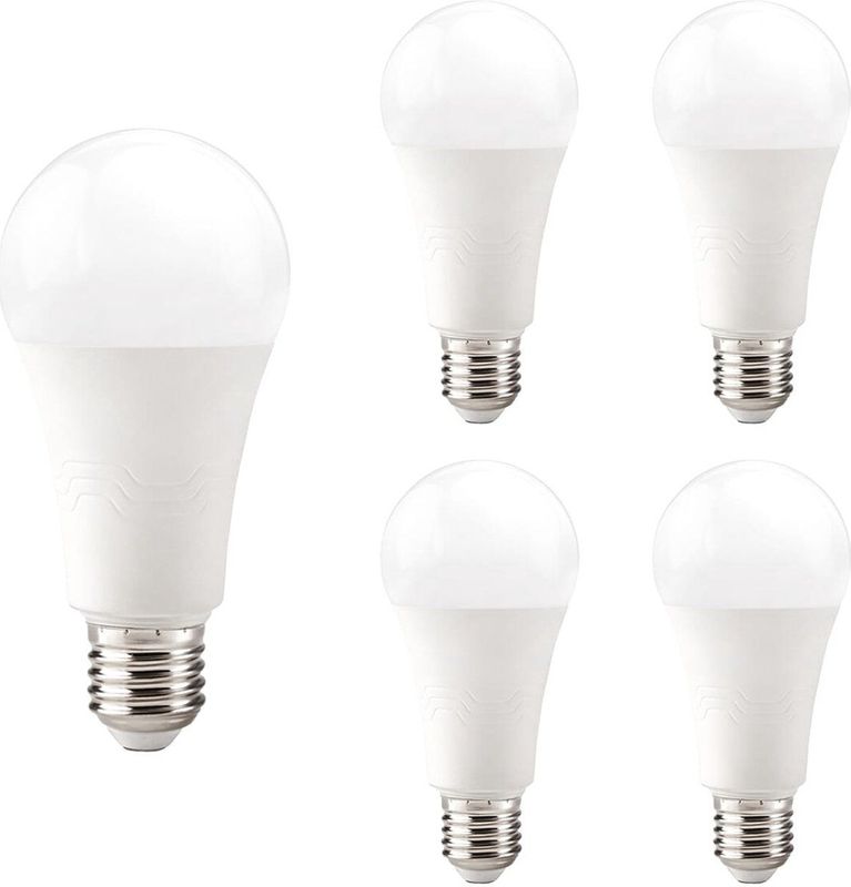 Kobi - LED Lamp - E27 - 18W - 2000lm - 3000K - Standaardvorm - Voor Hoge Lichtbehoefte in Woonkamer of Werkruimte - 5 stuks