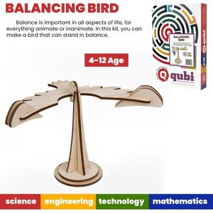 Qubi Duurzaam Houten Speelgoed Vogel voor Kinderen – Bouwpakket Huis – 3D Houten Modelbouw Puzzel