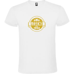 Wit T-Shirt met “Legend sinds 1994 “ Afbeelding Goud Size XXXL