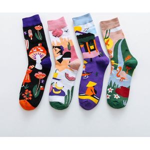 Smiling Socks® Gekke Sokken - Ziekenhuis Sokken -  Warme Sokken Dames - 4 Paar - Kleurvol - Giftbox - Maat 35-43 - Huissokken