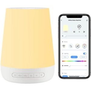 White Noise Machine - Brown Noise - Wekker - Led verlichting Nachtlicht - Met Applicatie -Witte ruis apparaat - Slaap routine - Baby slaapmachine - Ontspanning en Relaxing