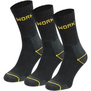 Calzini - Werksokken heren met versterkte hiel en teen - 6 paar - Zwart - Sokken Heren - Maat 47-50