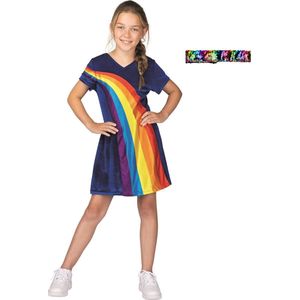 K3 regenboogjurkje - regenboog jurkje - blauw - verkleedjurk - mt 3-5 jaar + haarband regenboog