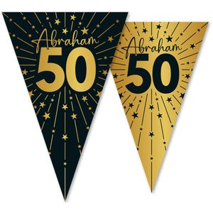2x Vlaggenlijn Abraham zwart / goud 10 meter 2 zijdig bedrukt - Verjaardag Feestje Vlag Vlaggen Versiering Slinger Feestdecoratie Decoratie