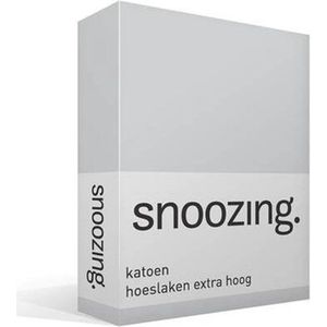 Snoozing - Katoen - Extra Hoog - Hoeslaken - Tweepersoons - 140x200 cm - Grijs