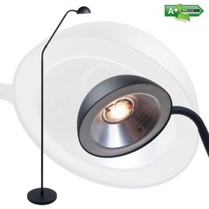Verstelbare zwarte led leeslamp Parma | 1 lichts | 140 cm | dimbaar / traploze touchdimmer | zwart / metaal | staande vloerlamp | modern / strak modern design