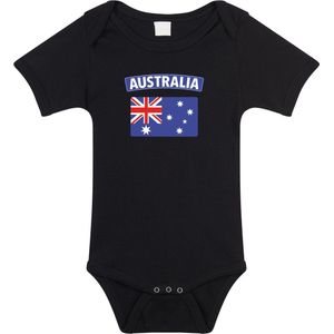 Australia baby rompertje met vlag zwart jongens en meisjes - Kraamcadeau - Babykleding - Australie landen romper 92