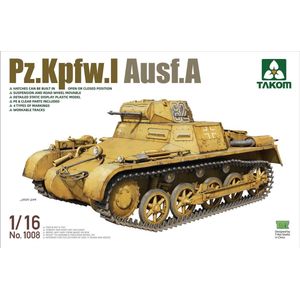 1:16 Takom 1008 Pz.Kpfw.I Ausf.A Tank Plastic Modelbouwpakket