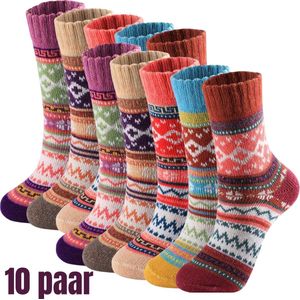 Warme Winter Sokken - Set van 10 Paar - Vintage Design Noorse Stijl