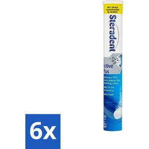 6 x Steradent - Reinigingstabletten - Active Plus - Tegen Tandsteen & Bacteriën - 30 Tabletten - Kunstgebit Reiniging - Tandsteen Verwijderen - Bacteriën Doden - Mondhygiëne - Kunstgebit Tabletten