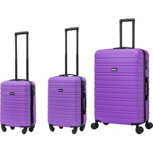 BlockTravel kofferset 3 delig ABS ruimbagage en handbagage 29 39 en 95 liter - inbouw TSA slot - paars