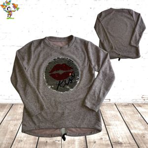 Wrijfshirt Kiss zalm 14 -s&C-158/164-Trui meisjes