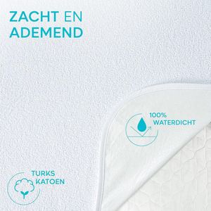 Gecertificeerde Waterdichte Matrasbeschermer 200x220 van Twinzen - Alese 200x220 cm van ademend katoen met 4 Elastische Hoeken.