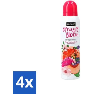 4 x Sence - Floral & Grapefruit - Deodorant - Fris & Fruitig - 150 ml - Vrouwelijke Deodorant - Deodorant Met Bloemige Geur - Deodorant Met Grapefruit - Deodorant Voor Dames - Langdurige Bescherming