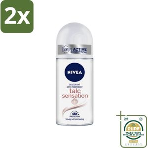 Nivea - Deo Roll-On - Talc Sensation - Anti-Transpirant - 50 ml - Voordeelverpakking - 2 stuks - Anti-transpirant - Deodorant