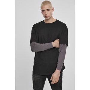 Urban Classics - Oversized Shaped Double Layer Longsleeve shirt - 2XL - Grijs/Grijs