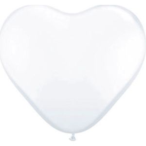Qualatex hartjes XL ballon wit 90 cm - Valentijn versiering - Bruiloft feestversiering