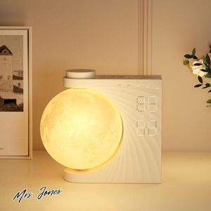 Mrs. Jones Maanlamp Wekker 10 Rustgevende Tonen Kleurrijke Lichtmodus Dubbel Alarm Sluimerfunctie Wakker Licht 10 Natuurgeluiden 8 Kleuren .