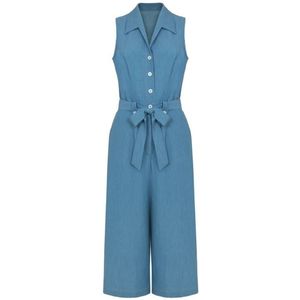 Hell Bunny Rylee Dames Jumpsuit - blauw/wit - XS