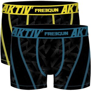 Freegun heren boxershorts Aktiv - microvezel - 2-pack - blauw/geel - maat XL