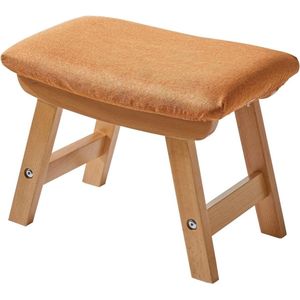 Houten voetenbank poef met afneembare hoes - geschikt voor slaapkamer, woonkamer en keuken - 4 beukenpoten (natuurlijke poot + oranje kussen) pop up stool
