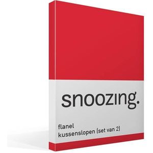 Snoozing - Flanel - Kussenslopen - Set van 2 - 50x70 cm - Rood