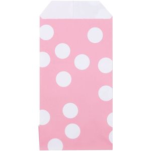 200x Papieren Zakjes Dots Roze 7x13cm