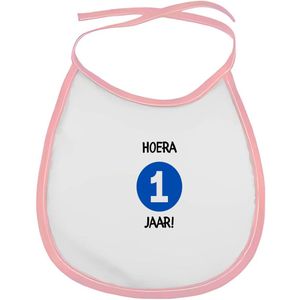 Akyol - hoera 1 jaar slabbetje roze - Verjaardag - jarigen - verjaardagscadeau - baby - happy birthday