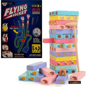 Speelgoed - Voordeel bundel - Jenga voor kinderen + Raketten spel - Sinterklaas - Kerst - Kadoo - Cadeau - Merk NickElite