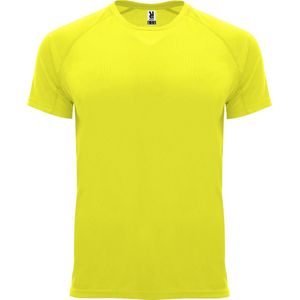 Fluorescent Geel unisex sportshirt korte mouwen Bahrain merk Roly maat XL
