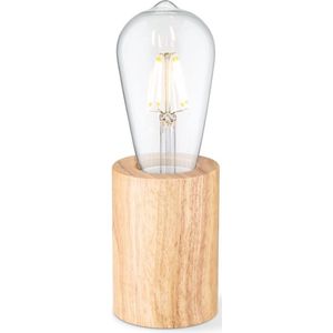 Home Sweet Home - Landelijke tafellamp Eliaz Rond - 7/7/10cm - bedlampje - geschikt voor E27 LED lichtbron - gemaakt van Hout