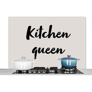 Spatscherm Keuken - Kookplaat Achterwand - Spatwand Fornuis - 120x80 cm - Quotes - Spreuken - Koken - Chef - Kitchen queen - Aluminium - Wanddecoratie - Muurbeschermer - Hittebestendig