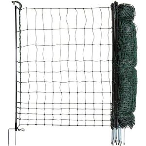 Horizont Kippennet Strongline- 50m lang - 110cm hoog - Dubbele Pen - Elektrificeerbaar - Voor o.a. Kippen, Gevogelte, Kleine dieren- Omheiningsnet