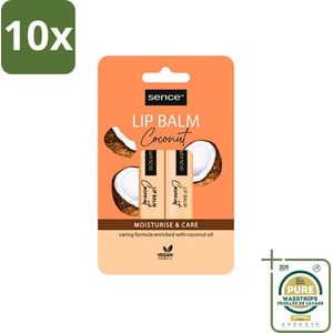 10 x Sence - Moisturise & Care - Lippenbalsem Duo - Verzorgend - 2 x 4,3 g - Grootverpakking - Lippenbalsem - Kokos - Lippen Verzorging - Droge Lippen - Lippenbalsem Duo