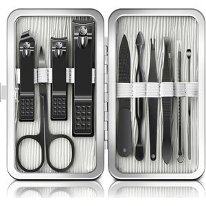 10-in-1 Manicureset voor Perfecte Nagelverzorging – Professionele Manicure & Pedicure Set in Compacte Leren Etui