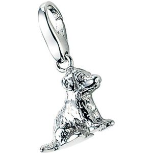 Giorgio Martello charm, bedel, hanger 925/000 gerhodineerd gepolijst zilver zittende hond met karabijnslot.