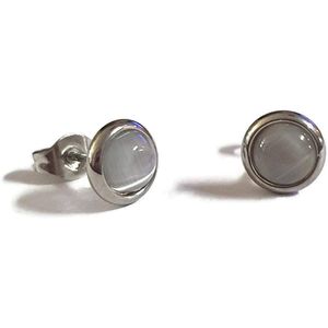 Aramat Jewels Oorbellen - Kattenoog Oorbellen in Staal - Perfect Cadeau! - Roestvrij staal - Mannen - Volwassenen - [8mm]